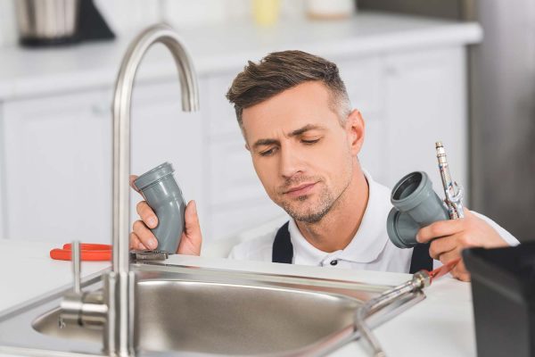 plumber fixing sink